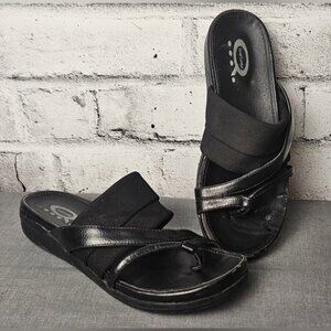 Denver Hayes Comfort Sandals Black Slip On Thong Cushioned Size 7